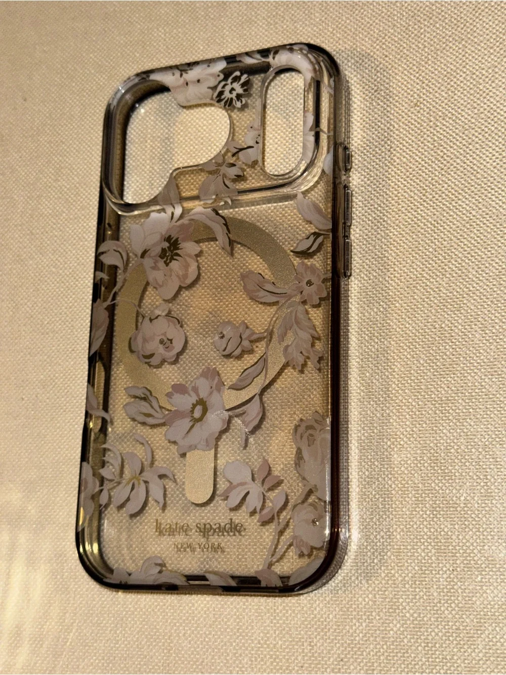 kate spade Floral Clear iPhone Case with Pink and Gold Accents